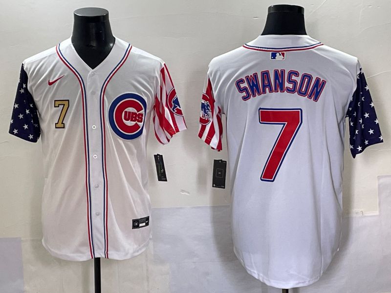 Men 2025 Chicago Cubs #7 Swanson White a generation of national flags Joint Name Nike MLB Jersey style 43
